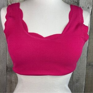 Zaful Size 8 Forever Young Pink Padded Scallop Hem Bathing Suit Top